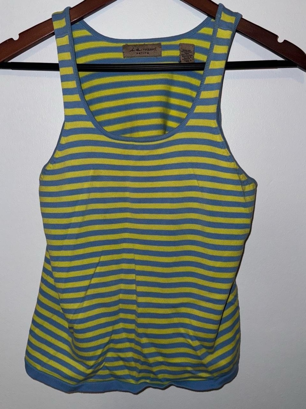 Striped Yellow and Blue Scoop Neck Tank Top